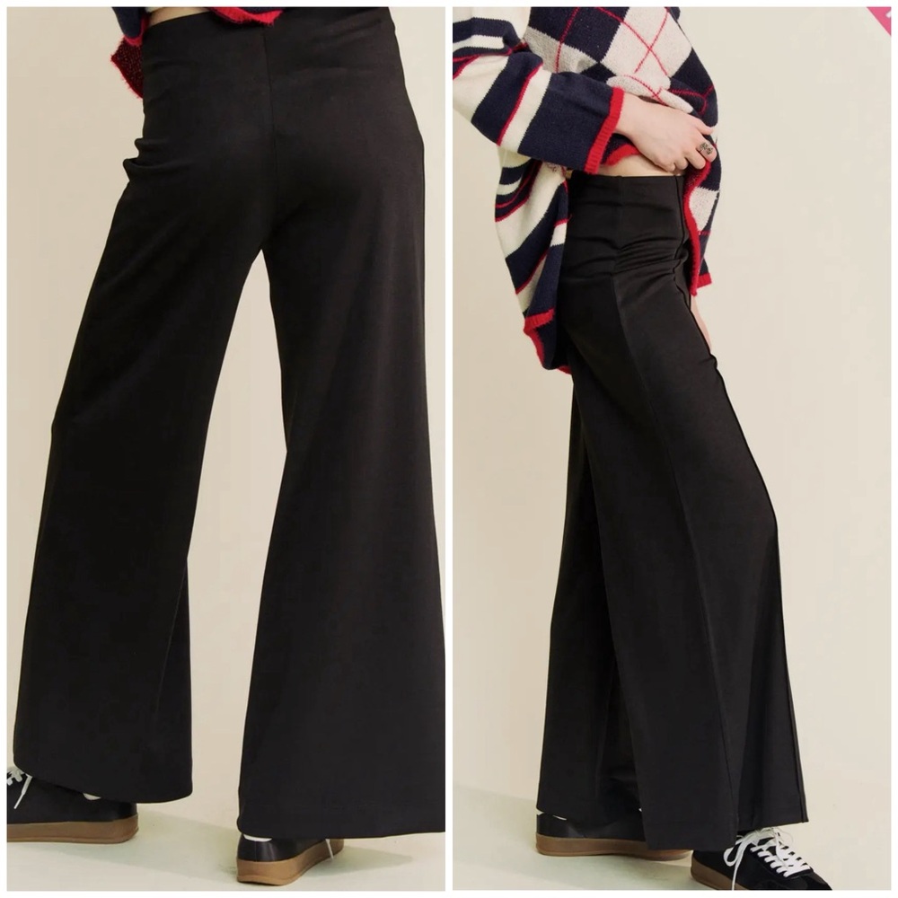 Women's Black Wide-Leg Pants - Picture 1 of 3